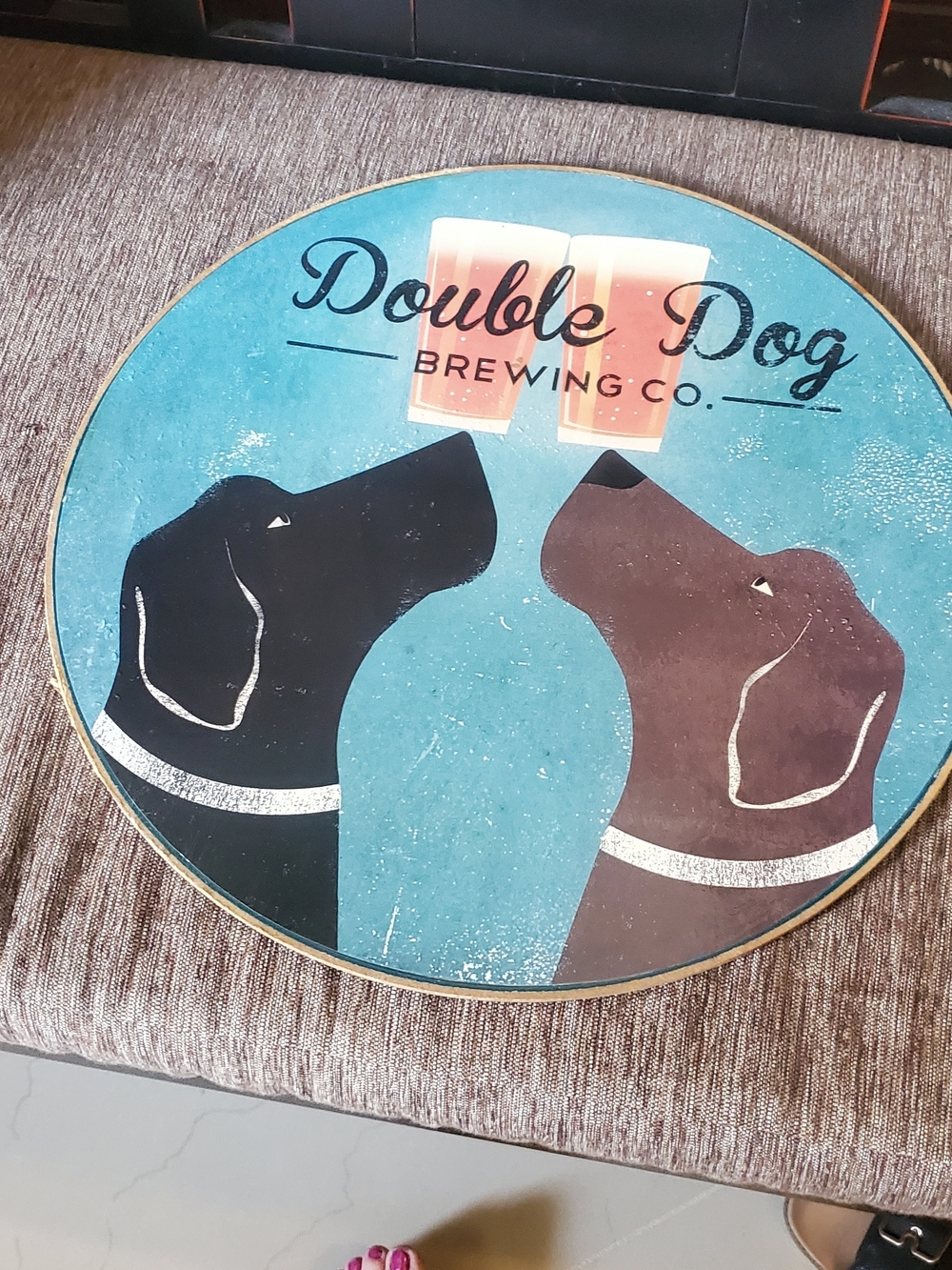 Pier 1 Double Dog Brewing Co. Round Wall Art - Blue, Black, Brown - Picture 5 of 6